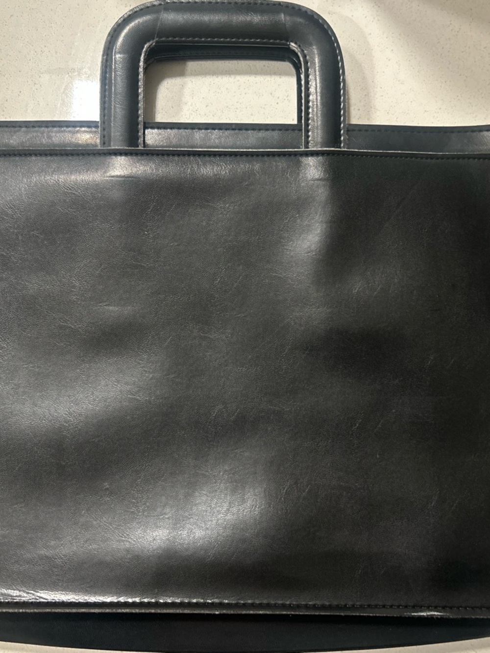 Vintage HAZEL Black Leather Briefcase with retractable handles